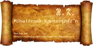 Mihalicsek Kapisztrán névjegykártya